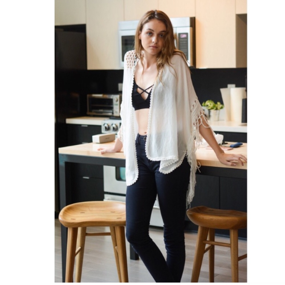 Last 1 New Tangier Boho Macrame Kimono Cardi - Picture 5 of 9